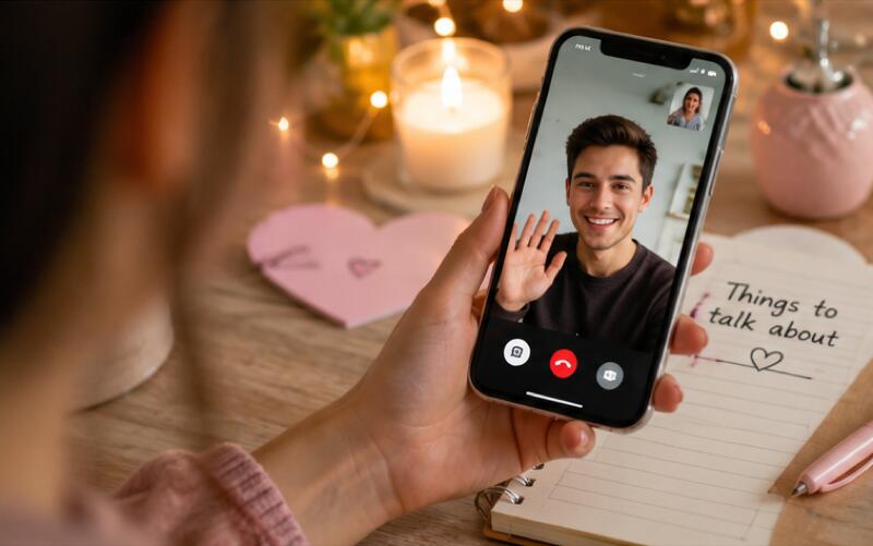 Couple enjoying a video call moment