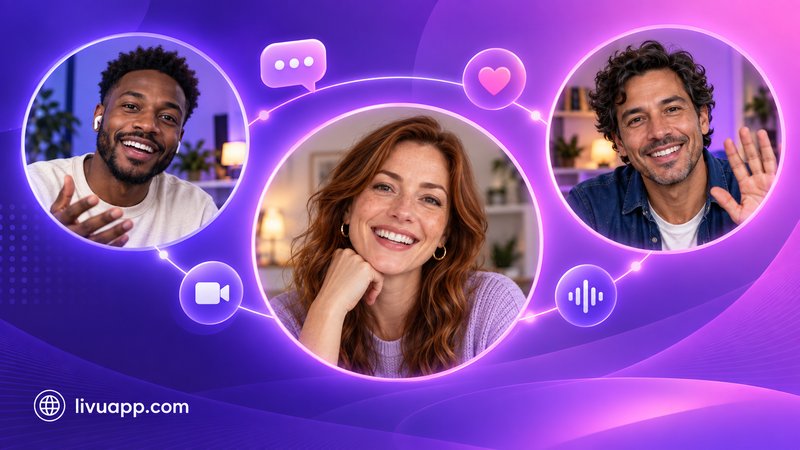 People from different countries greeting each other in a group video chat