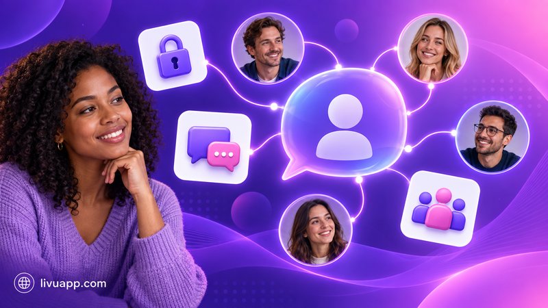 Anonymous chat connecting people through message bubbles and privacy locks