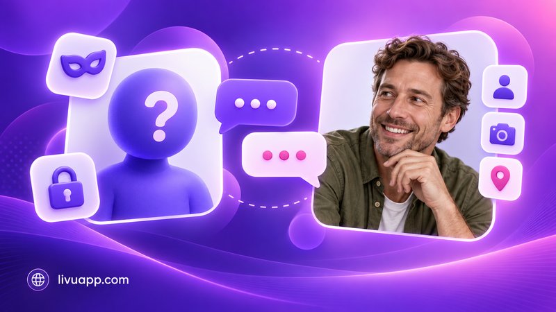 A masked anonymous profile chatting with a visible user profile