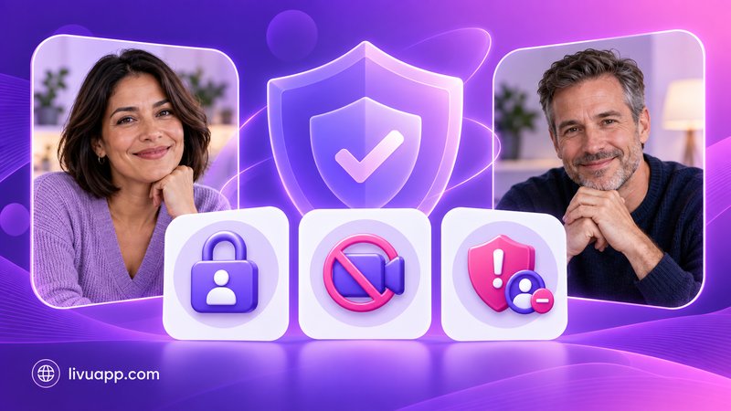 Privacy, camera and reporting controls protecting users in anonymous chat